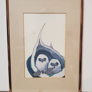Rhonda Franks "Owlets" limited ed. framed art print Native American 1st Printing